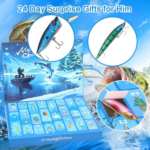 Fishing Advent Calendar for Adult 2025 Fishing Lure Advent Calendar 24 Days Christmas Countdown Calendars Tackle Lures Gifts For Men