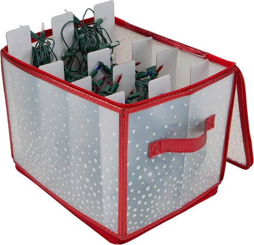 Holiday Light Organizer Box - Simplify Christmas Storage | Holds 500 Lights | Collapsible Red Design