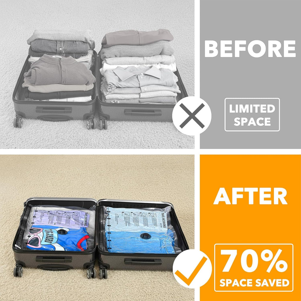 SpaceAid Travel Vacuum Bags - 18 Pack Compression Bags with Electric Pump for Luggage & Clothing
