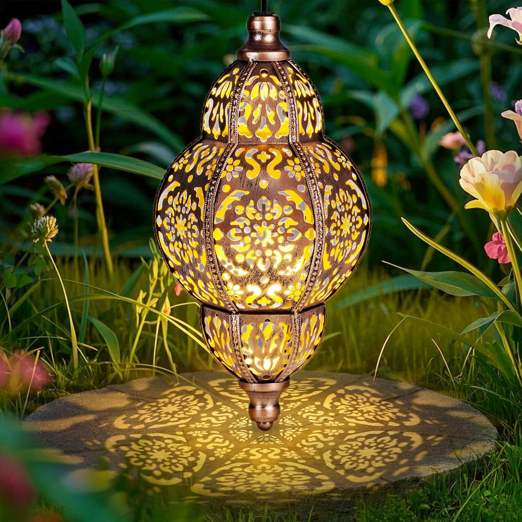 Skiennix Solar Lanterns - Outdoor Garden Decor | Metal Moroccan Chandelier for Patios & Yards