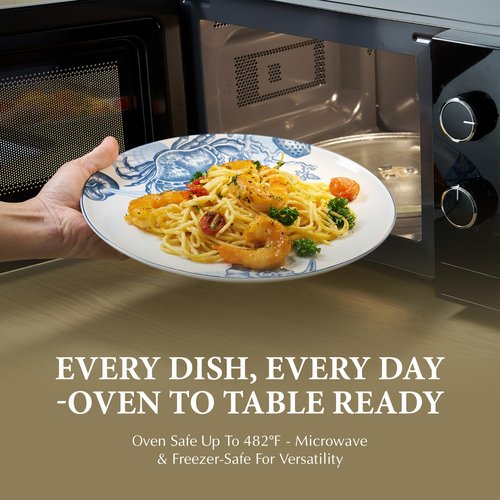 Minh Long 10.7 IN Porcelain Dinner Plates, Set of 6, Chip & Scratch Resistant, Oven Safe up to 482°F, Microwave & Dishwasher Safe, Ceramic Dinner Plates, Ideal size for Serving Steak or Main Course