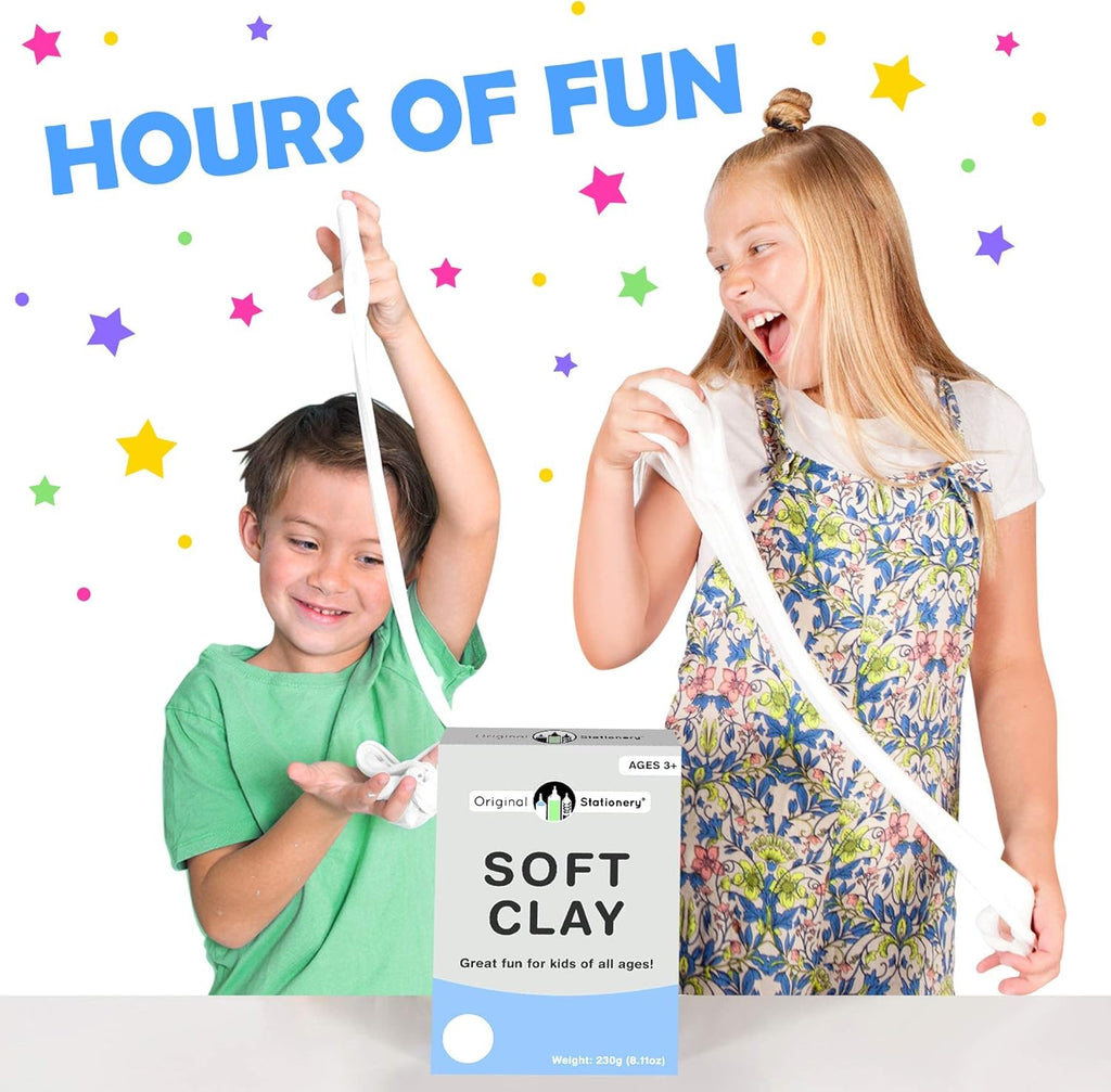 Original Stationery Soft Clay - White Foam Clay Add-In for Slime Making | 230g (8.1 oz) - Stretchy Air-Dry Texture