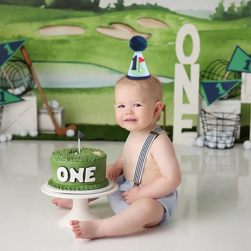LINLULU Golf 1st Birthday Hat for Boys - Hole in One 1st Birthday Crown, Golf First Bday Decoration, Boy First Bday Party Hat, Our Little All Star Bday Decor