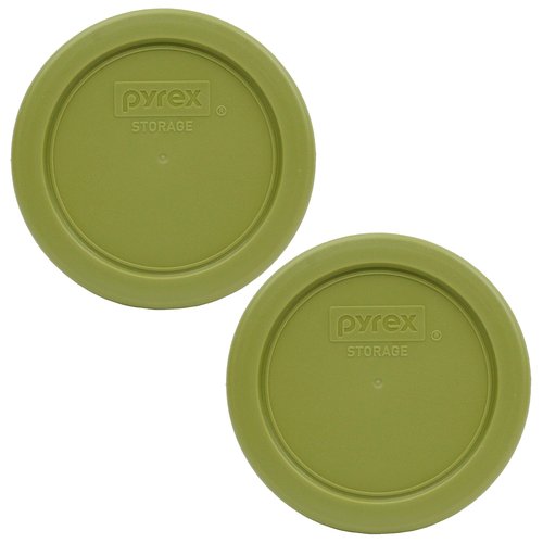 Pyrex 7202-PC 1-Cup Olive Green Food Storage Replacement Lid (2-Pack) - Made in USA