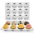 Homikit 2 Pack Muffin Pan, Stainless Steel Cupcake Tin with 12 Cups Regular Size, 13.8" x 10.4" Nonstick Metal Egg Bites Tray for Oven Baking, Non Toxic & Rust Free, Easy Release & Dishwasher Safe