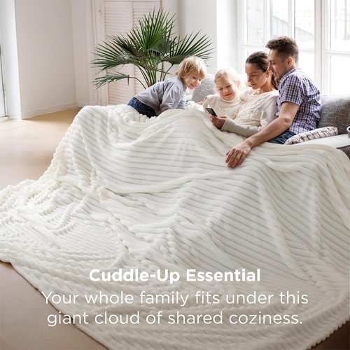 Bedsure GentleSoft Fleece Blanket - Cozy Large Throw for Bed, Off White, 120x120 Inches