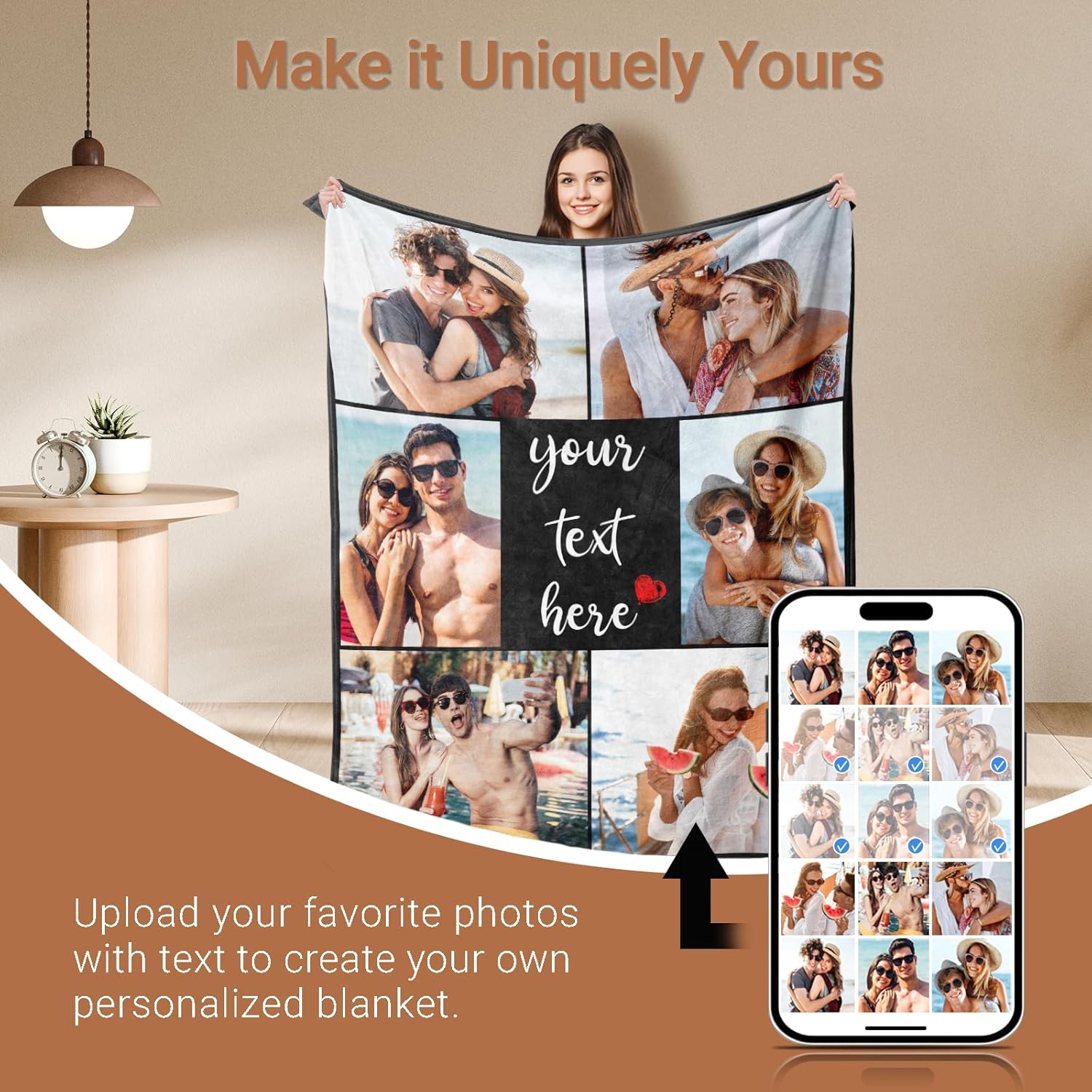 Regine Switzerland Custom Photo Blanket - Personalized Collage Throw for Anniversary & Birthday Gifts