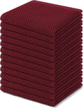 Homaxy 100% Cotton Dish Cloths - Ultra Soft & Absorbent Quick-Drying Towels | 12-Pack, Burgundy, 12 x 12 Inches
