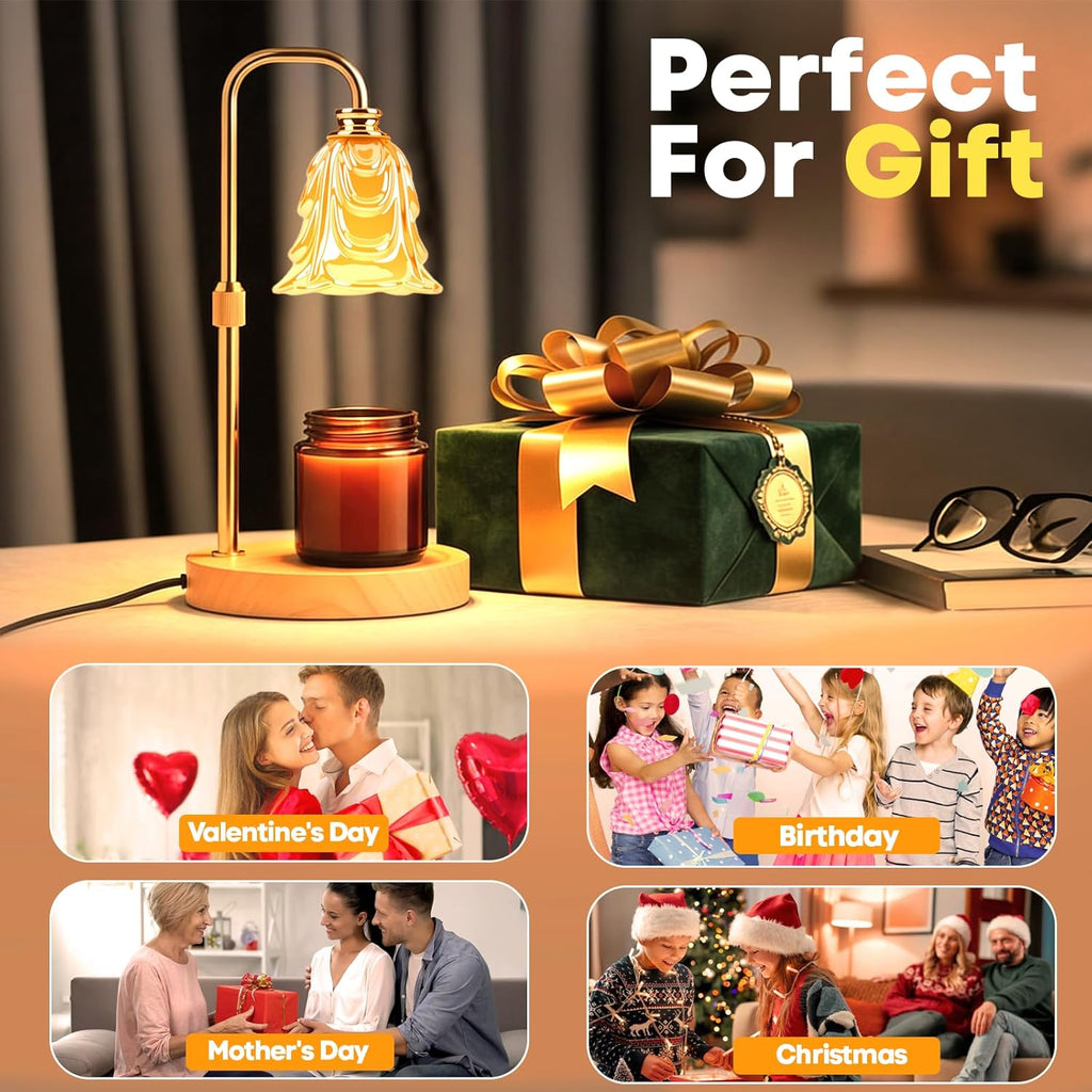 Skiennix Candle Warmer Lamp - Adjustable Height Electric Wax Warmer with Timer & 5 Brightness Settings | Perfect Home Decor Gift