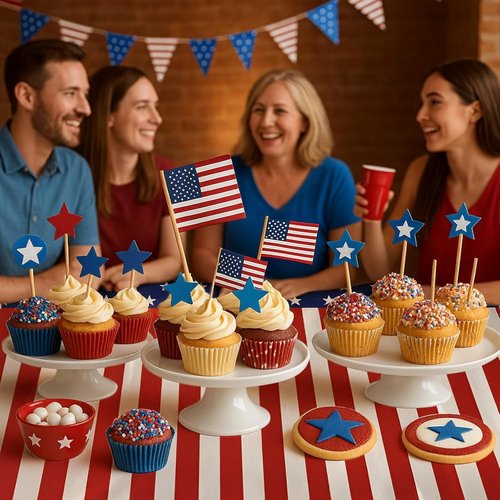 American Flag Tablecloths by [Brand Name] - 54" x 108" Disposable Patriotic Party Decor | 2-Pack