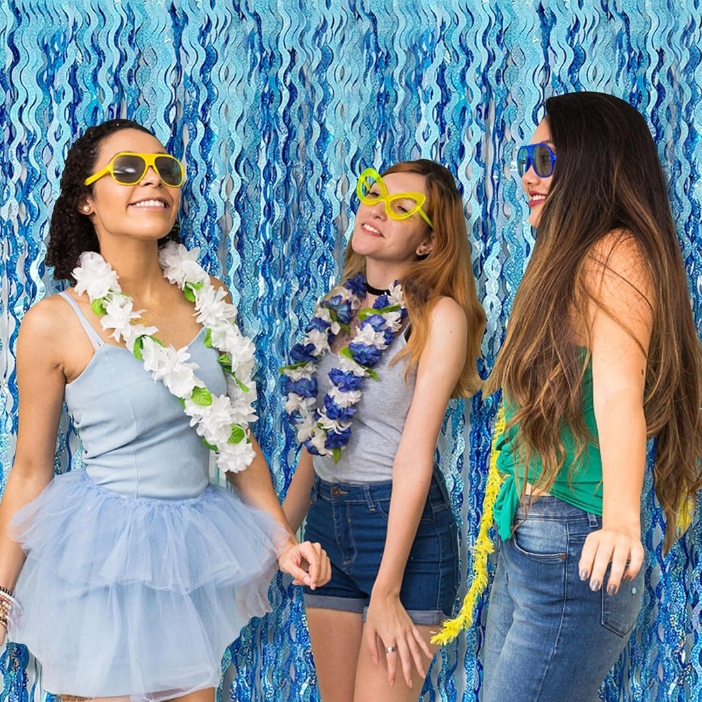 Skiennix Tinsel Foil Fringe Curtains - Metallic Wavy Backdrop for Parties & Events | Photo Booth Decor