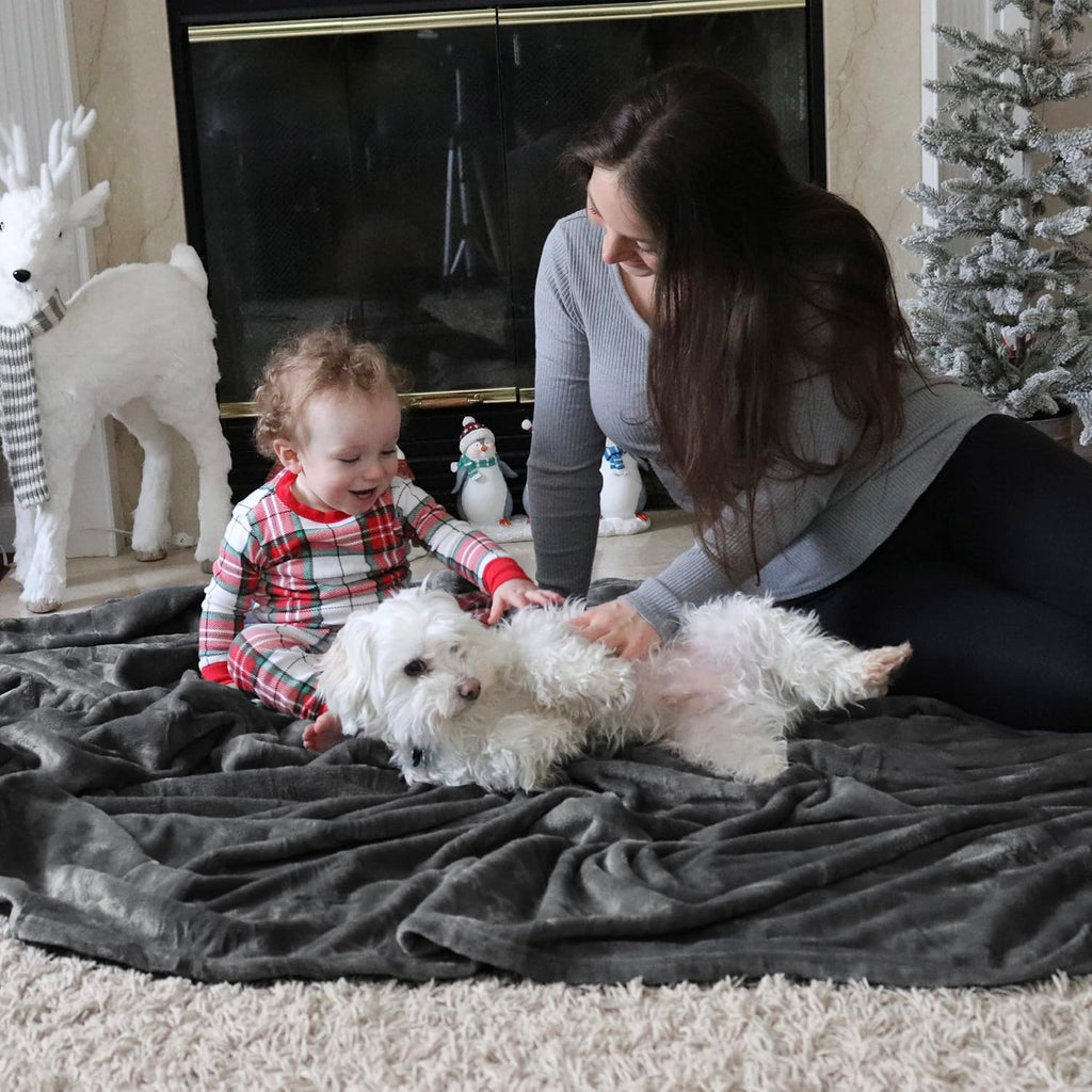 Bedsure GentleSoft Fleece Blanket - Soft, Lightweight, Plush Queen Size in Dark Grey | 90x90 Inches