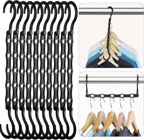 HOUSE DAY Black Magic Space Saving Hangers - 10 Pack Premium Smart Hooks for Heavy Clothes | Closet Organizer Essentials