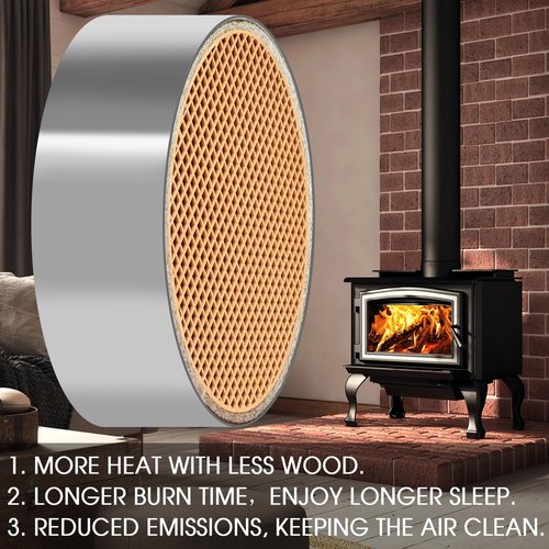 Hearth Wood Stove Catalytic Combustor Replacement for Dutchwest 2460 2461 2462 Englander Dovre,6"x2" Ceramic Wood Stove Catalytic Converter for Longer Burn Time Save 1/3 Firewood Activate Higher Temp