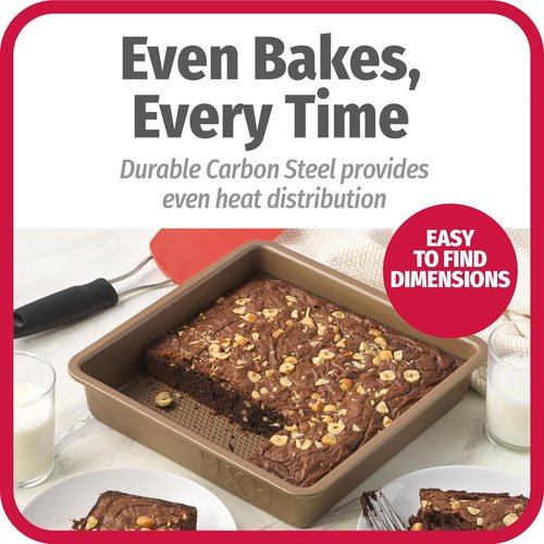 GoodCook BestBake Nonstick Square Baking Pan - Textured Carbon Steel, 9-Inch, Bronze Finish