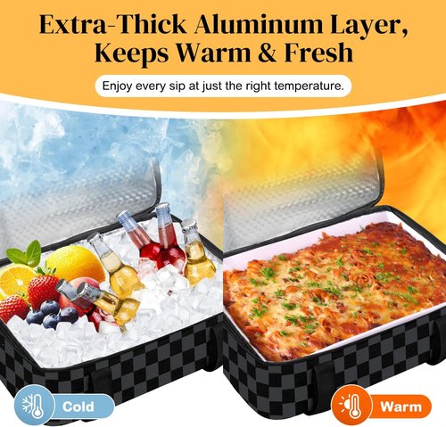 Coobiiya Insulated Casserole Carrier - Thermal Tote Bag Keeps Food Hot or Cold | Fits 9" x 13" Baking Dish