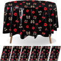 Ganeen 6 Pcs Cheetah Cherry Plastic Tablecloths - 84 Inch Round, Waterproof & Disposable for Parties
