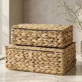 Decorative Storage Boxes - Set of 2 Stylish Wicker Organizer Bins for Home Decor | Safely Store Photos & Keepsakes
