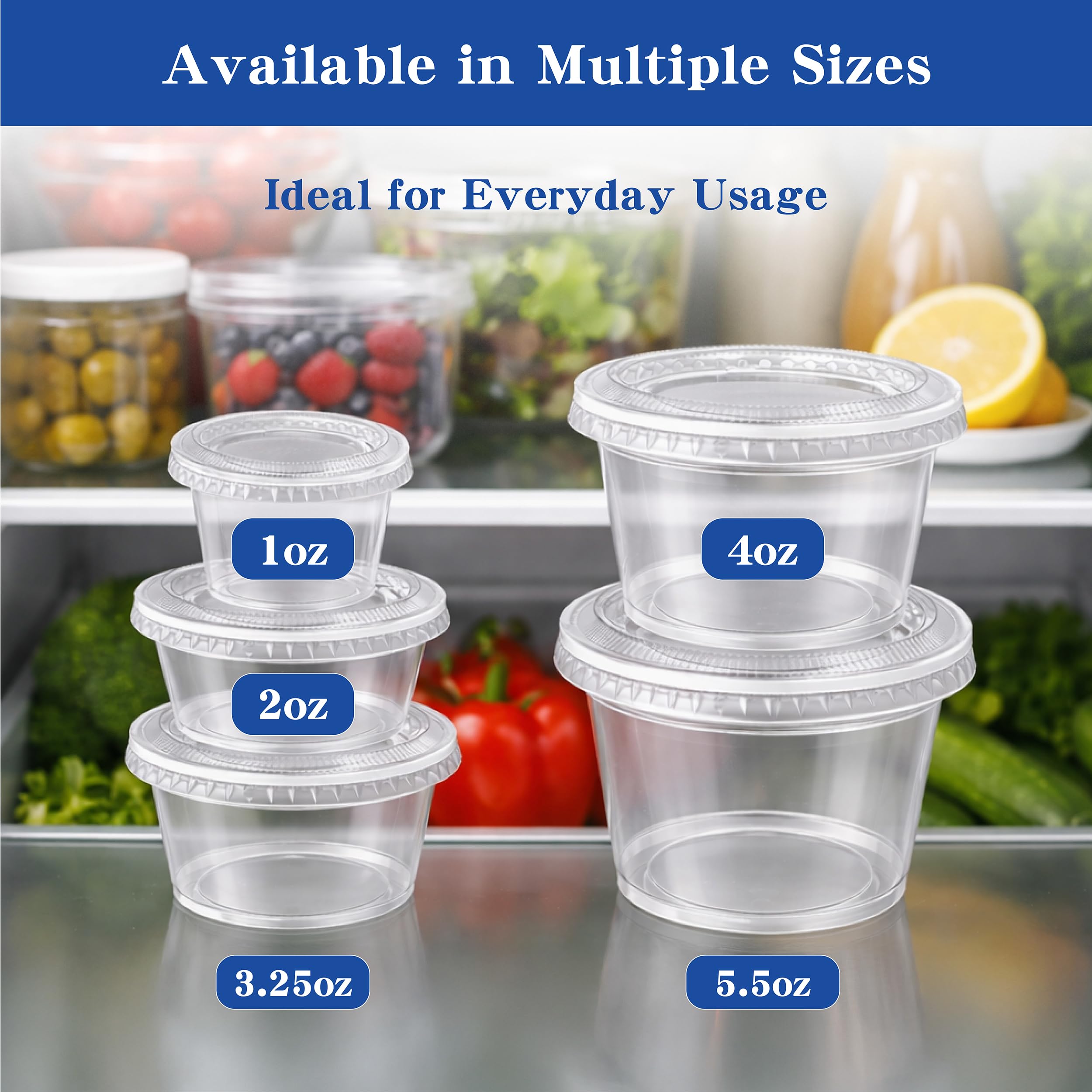 Fansyer 400 sets - 4 oz Portion Cups with Lids, Jello Shot Cups with Lids, Bulk ＆ Clear Sauce Cups for Meal Prep, Disposable Small Plastic Containers for Salad Dressing, Condiment, Snacks