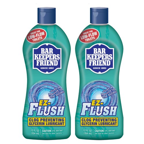 Bar Keepers Friend EZ-Flush Liquid Toilet Flushing Aid (2 x 12 Oz) Helps Prevent Clogging, Odor, Residue in Regular, Low-Flow, Boat & RV Toilets