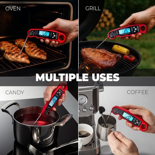 KIZEN Instant Read Meat Thermometer - Digital Cooking Thermometer with Large Backlit Display | IP67 Waterproof