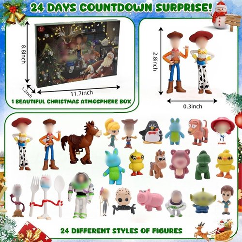 Advent Calendar 2025 Toys,24 Days Countdown Calendar to Christmas Surprise Set with Anime Figure, Ideal Xmas Gifts