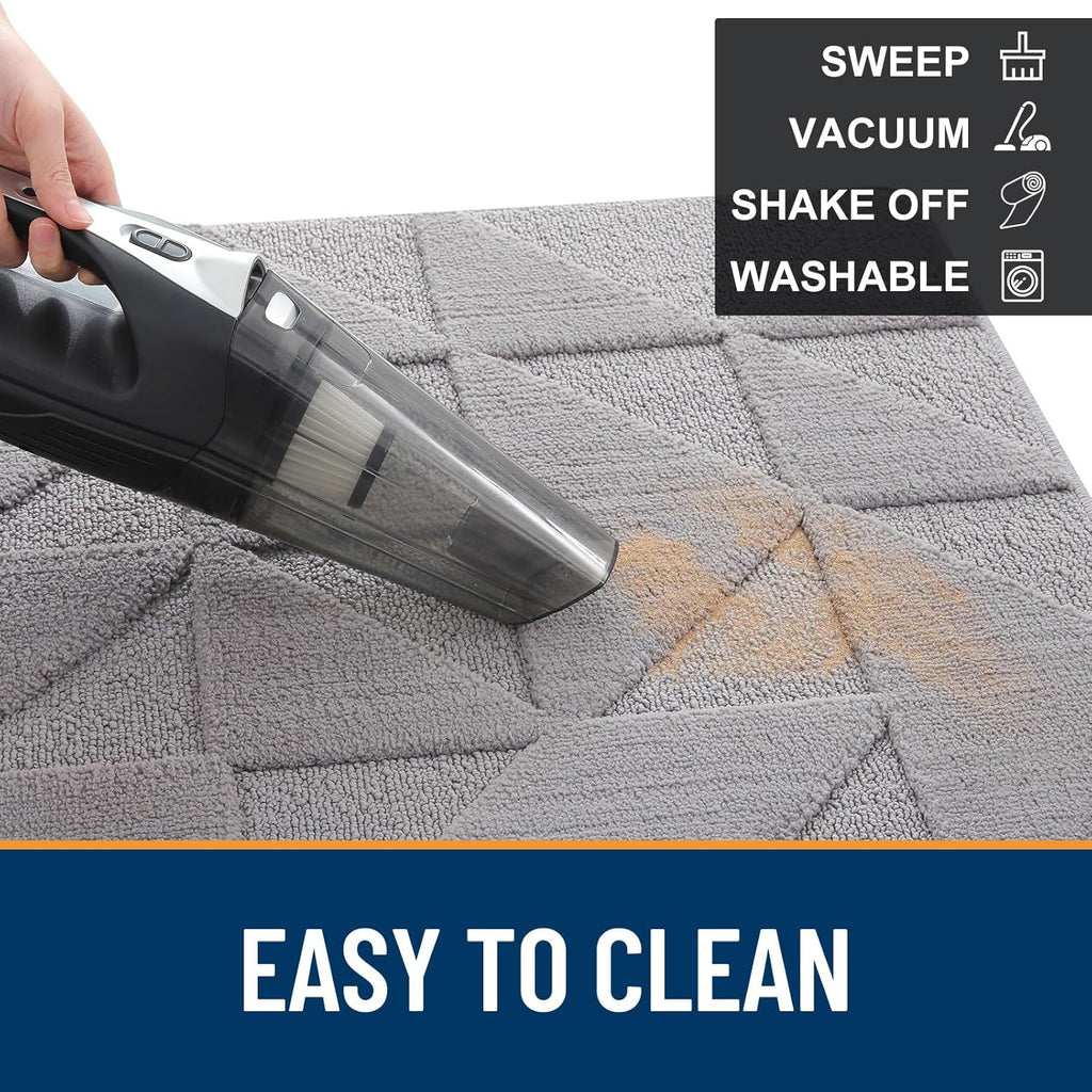 OLANLY Indoor Door Mat - Non-Slip, Absorbent & Washable | Low-Profile Entryway Doormat (32x20 inches, Grey)