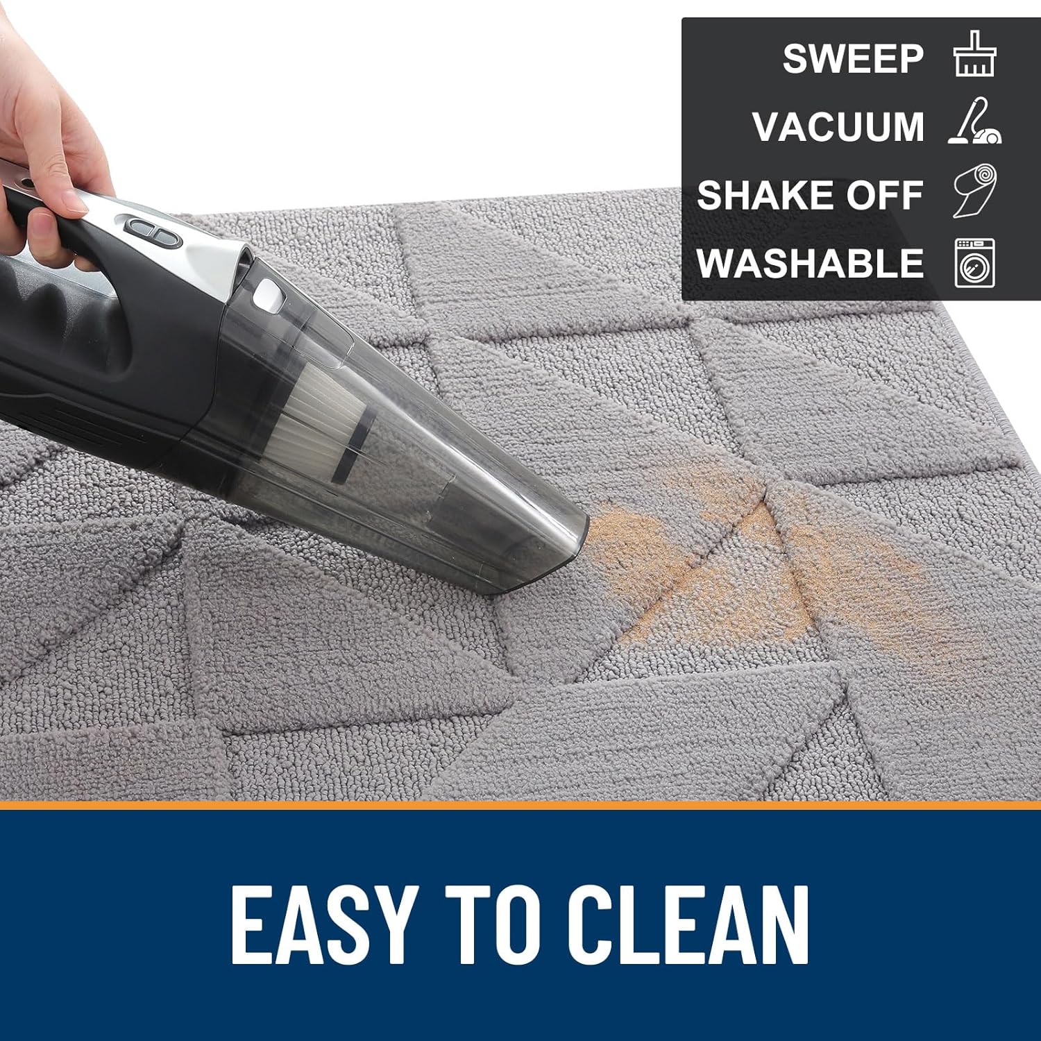 OLANLY Indoor Door Mat - Non-Slip, Absorbent & Washable | Low-Profile Entryway Doormat (32x20 inches, Grey)
