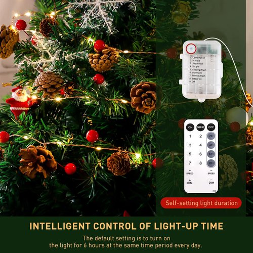 Pechfun Christmas Garland with Lights, 9.8 Ft 60 LED Red Berry Pine Cone Battery Operated Christmas Garland with 8 Modes Remote for Fireplace Stairs Table Door Wall Xmas Tree Indoor/Outdoor Decor