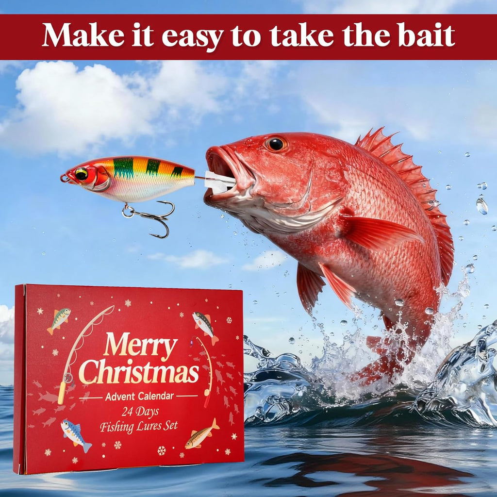 Advent Calendar 2025 Fishing Lure Set - Soft & Hard Lures for Freshwater & Saltwater | 24 Days of Fishing Surprises