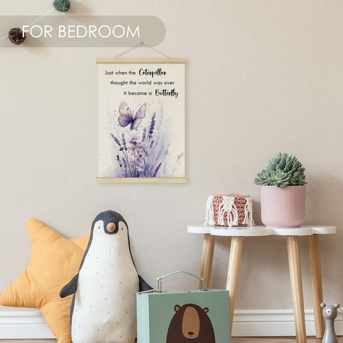 Fewgb Butterfly Wall Art Decor - Inspirational Motivational Poster for Nursery & Kids Room | 12x16 Framed Print