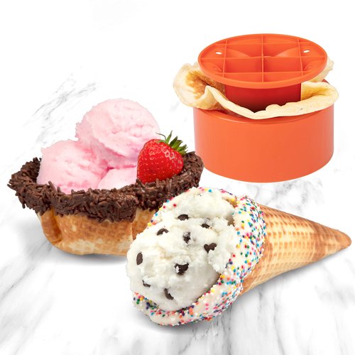 MasterChef Waffle Cone and Bowl Maker- Includes Shaper Roller & Bowl Press- Homemade Ice Cream Cone Treat Baking, Cookie Iron Machine, Portable Electric Kitchen Appliance for DIY Sundae Parties, Gift