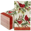 JarThenaAMCS 80Pcs Christmas Paper Guest Napkins Vintage Cardinal Bird Berry Bathroom Napkins Xmas Winter Disposable Guest Hand Towel Napkin for Home Party Supplies