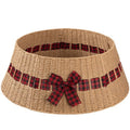 OIAHOMY Christmas Tree Collar, Wicker Holiday Tree Skirt & Stand Base Cover,Paper Rope Christmas Decor with a Bow Tie, Natural-27 inch