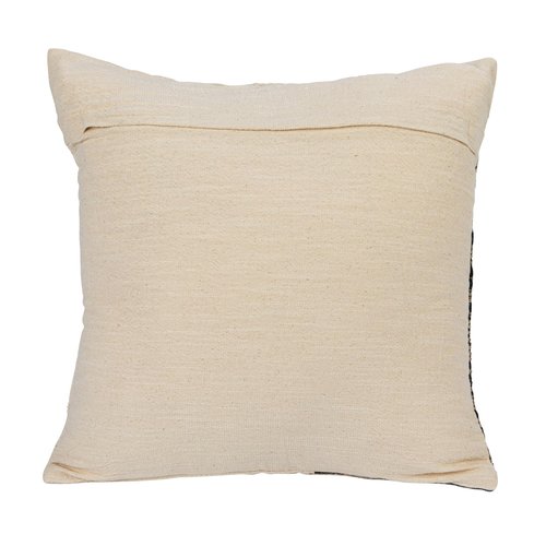 18 Inches Square Cotton Jacquard Pillow with Jute Embroidery, Multicolored