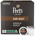 Peet's Coffee Dark Roast K-Cup Pods - 100% Arabica French Roast, 88 Count (4 Boxes of 22 Pods)
