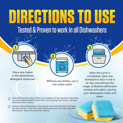 Dishwasher Cleaner Tablets - Heavy Duty Lemon-Scented Descaler Pods | 24 Tablets for Optimal Performance
