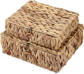 Natural Water Hyacinth Basket Set by [Brand Name] - Handwoven Rectangular Bins with Lids for Stylish Home Organization