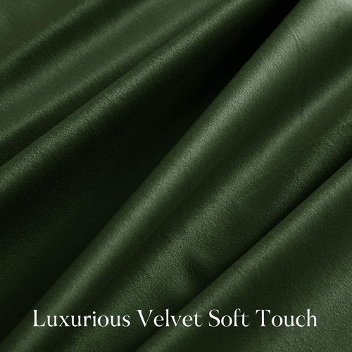 NICETOWN Olive Green Velvet Blackout Curtains 96 inch Long for Spring, Thermal Insulated Energy Saving Super Soft Calming Luxury Window Treatments for Bedroom and Living Room Decor, 52 Wide 2 Panels