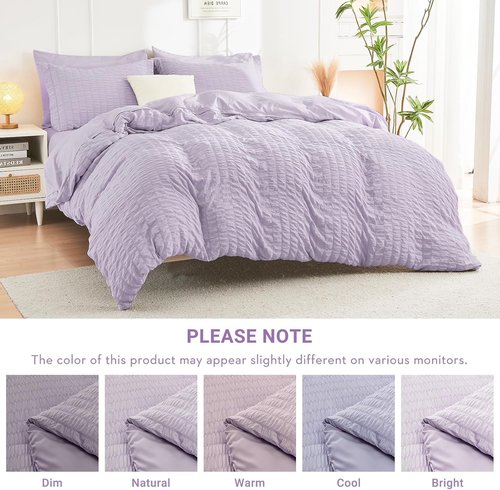 HYMOKEGE King Size Lavender Comforter Set - 7 Piece All-Season Luxury Bedding | Includes Sheets & Pillowcases