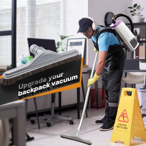 HappyAlley Replacement Floor Tool Compatible with Proteam E-Z Glide Backpack Vacuums 10 QT & 6 QT, Upgraded 14" Hard Surface Floor Tool for Commercial Cleaner Cleaning Brush(Horse Hair Brush,Gray)