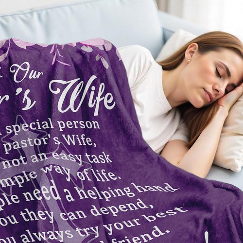 Pastor's Wife Appreciation Gifts, Thank You Gift Throw Blanket, Religious,Christian,Birthday,Christmas,Appreciation Day Presents for Pastor Wife, for Bed Soft 60"x 50"