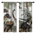 EOVDSFW Dinosaur Window Curtains Rod Pocket Jurassic Dino for Boys Kids Girls Animals Nature Wild Forest Leaf Cute Teen Room Drapes 2 Panels for Living Bedroom Home Decor 42X63 inch