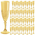 HTTBEIZI Plastic Champagne Flutes 7oz, Reusable Drinking Glasses Cups Goblets Shatterproof Unbreakable, for Wedding Party Mimosa Bar Easter (48, Gold)