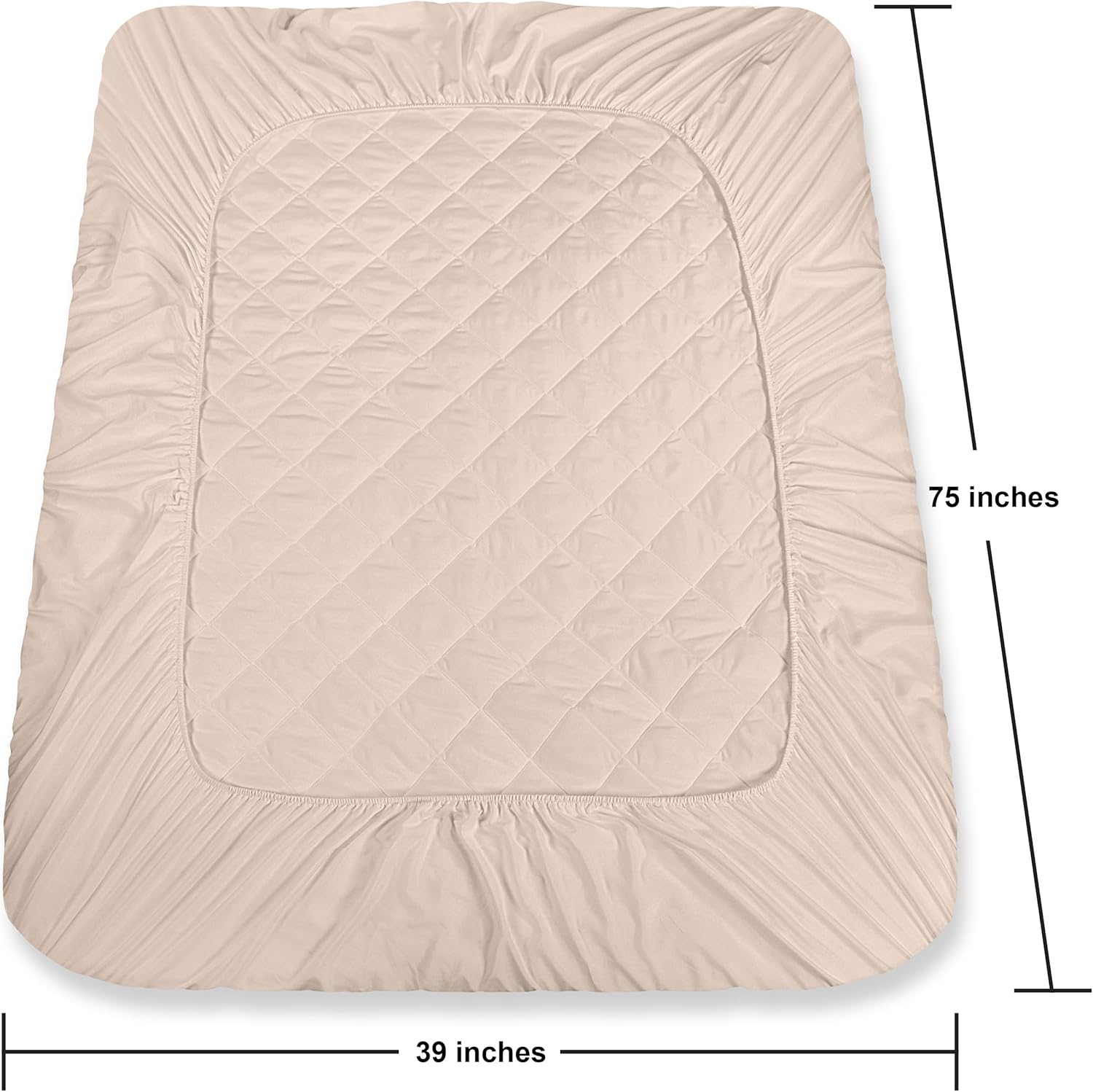 Utopia Bedding Quilted Fitted Mattress Pad - Twin Size, Deep Pocket Protector, Machine Washable (Beige)