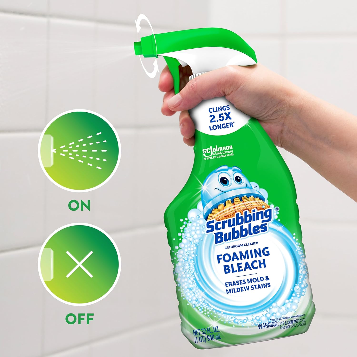 Scrubbing Bubbles Foaming Bleach Bathroom Cleaner - Disinfectant Spray for Mold & Mildew, 32oz