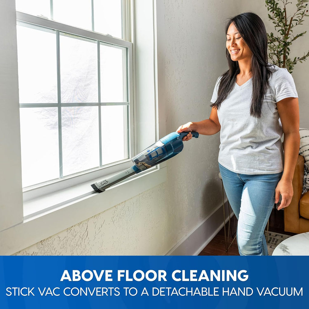 Vacmaster Portable 10.8V Cordless Stick Vacuum - Lightweight, 2-Speed Power Control, LED Headlight | Ideal for Hardwood, Carpet & Pet Hair, Blue