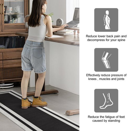 ATRUG Anti Fatigue Kitchen Mat Long Kitchen Mats for Floor Non Slip Waterproof Kitchen Rug Kitchen Runner Kitchen Floor Mats Cushioned Anti Fatigue for Kitchen Sink Office Laundry 17.3" x 70.8" Black
