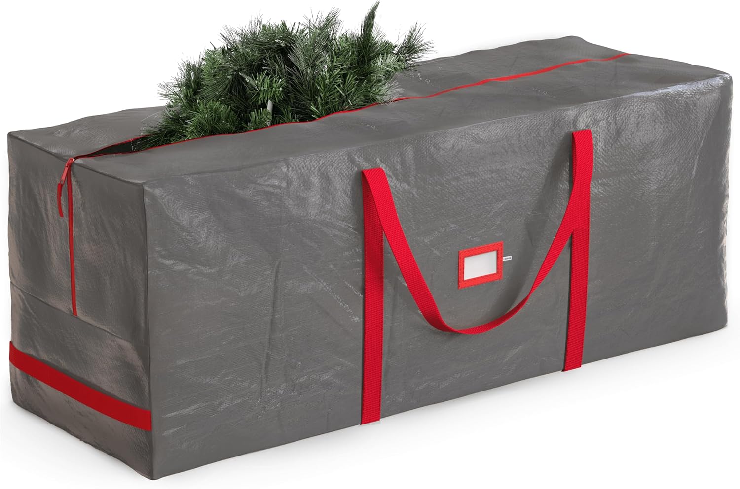 Zober Christmas Tree Storage Bag - Waterproof Protection for 7.5 Ft Trees - Durable Handles & Label Slot - Gray
