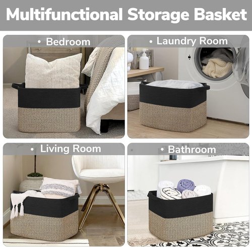 Goodpick Woven Baskets - 18" x 14" x 12" Decorative Laundry & Toy Storage Basket with Handles